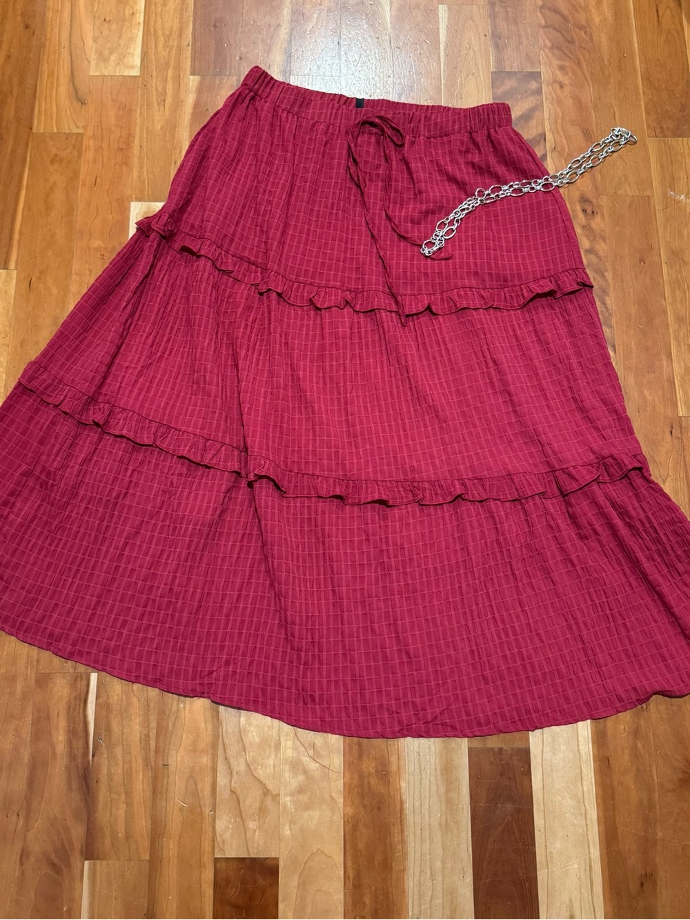DbDk Fashion Tiered Maxi Skirt - Wine Red
